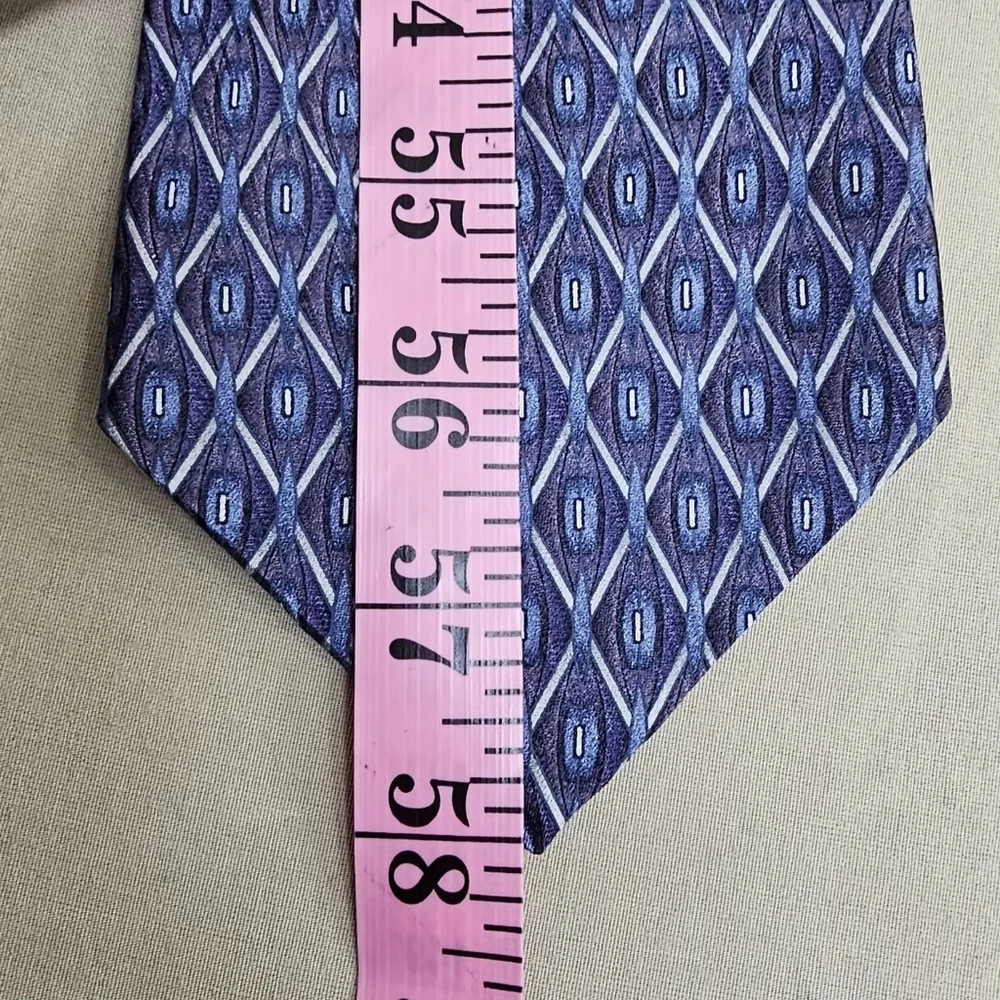 George Machado Men's Silk Tie NWT Blue Purple Geometric Diamond Pattern Made USA
